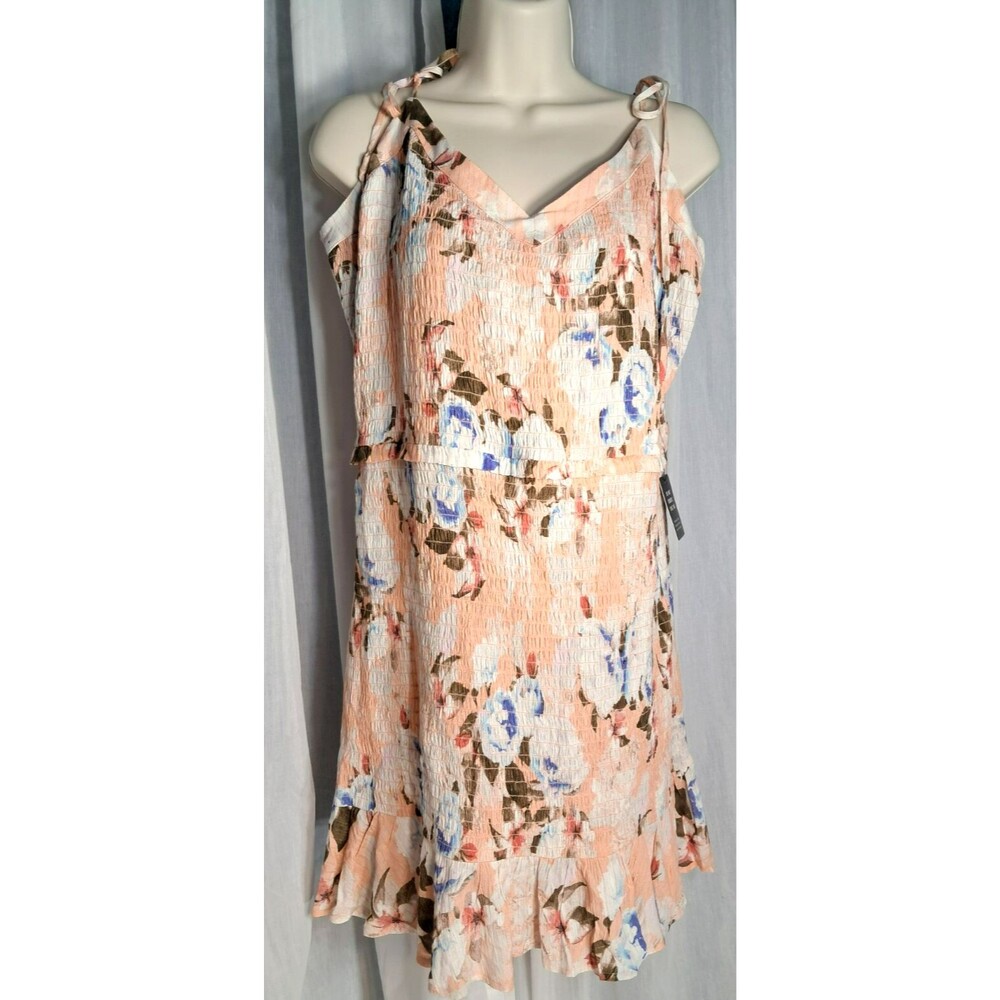 NWT Express Peach Floral Ruffle MIni Dress Size XL